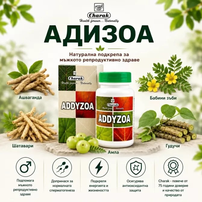 Адизоа - За нормален фертилитет при мъжа, Charak Pharma, 100 таблетки